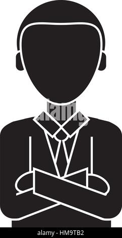 Silhouette uomo business bracci incrociati suit cravatta Illustrazione Vettoriale