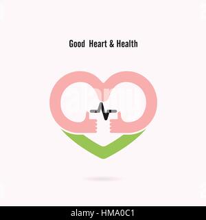 Segno di cuore e di mani icon.buon cuore e concetto di salute.Healthcare,medica e scienza simbolo.uno stile di vita sano vettore modello logo.illustrazione vettoriale Illustrazione Vettoriale