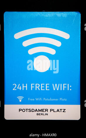 Das Logo der Marke '24 ora di wifi gratuito', Berlino. Foto Stock
