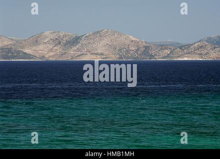 Eubea (Eubea) isola vista dalla SESI, Grecia centrale, Grecia. Foto Stock