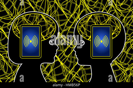 Lo smog elettromagnetico da smartphone o qualsiasi sistema senza fili può avere effetti sullo sviluppo del cervello dei bambini Foto Stock