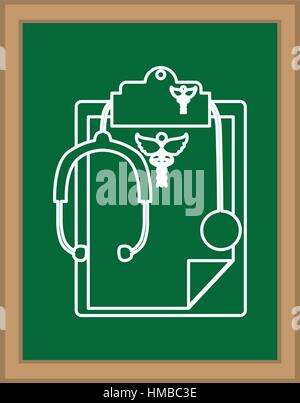 Referto medico con stetoscopio icona illustrazione vettoriale graphic design Illustrazione Vettoriale