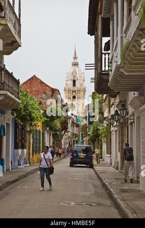 Strada di Cartagena, Colombia Foto Stock