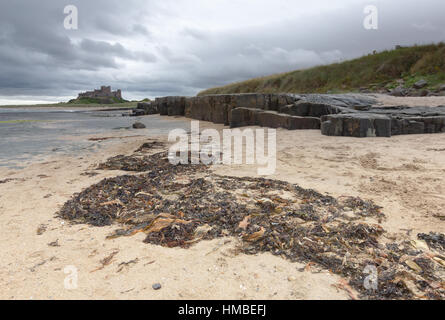 Il castello di Bamburgh Seascape Foto Stock