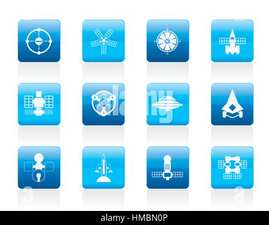 Diversi tipi di futuro icone di veicoli spaziali Illustrazione Vettoriale