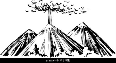 Eruzione tre monti Illustrazione Vettoriale