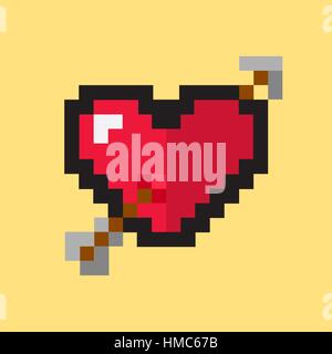 Lo stile di pixel vettore di cuore Illustrazione Vettoriale