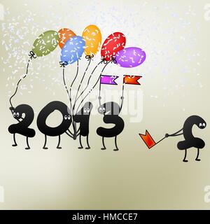 Funny 2013 Capodanno bigliettino. + EPS8 file vettoriali Illustrazione Vettoriale