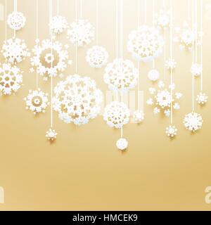 Le palle di Natale realizzata da fiocchi di neve in oro. EPS 10 Illustrazione Vettoriale