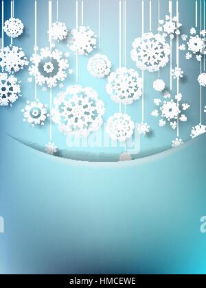 Blue scheda di natale con i fiocchi di neve. + EPS10 file vettoriali Illustrazione Vettoriale