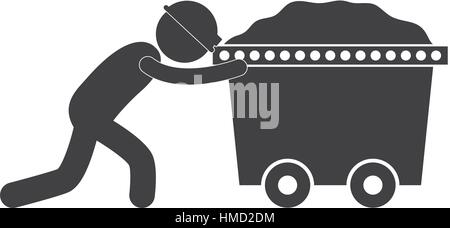 Lavoratore di data mining carrello di spinta figura il pittogramma illustrazione vettoriale EPS 10 Illustrazione Vettoriale