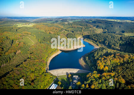 Hasper Talsperre, Hasper diga a bassa marea, Ruhr, Hagen, Ennepetal, distretto della Ruhr, Nord Reno-Westfalia, Germania Foto Stock