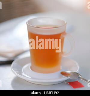 Il tè di vetro tazza riempita con rooibos tea Foto Stock