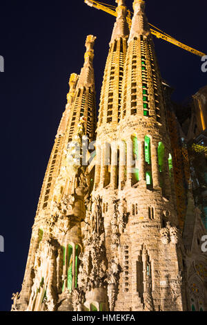 Cattedrale Sagrada Familia design by Antoni Gaudi, Barcellona, in Catalogna, Spagna. Foto Stock