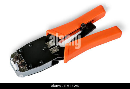 La pinza di aggraffatura per coppie intrecciate isolato su sfondo bianco Foto Stock