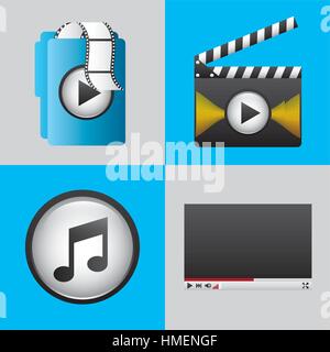 Mobile media player icone illustrazione vettoriale design Illustrazione Vettoriale