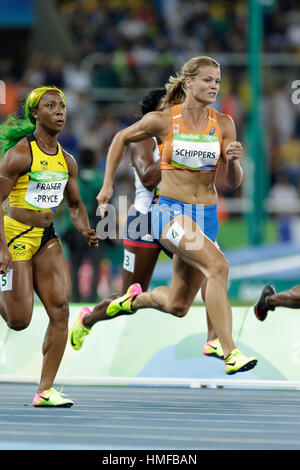 Rio de Janeiro, Brasile. Il 13 agosto 2016. Atletica, Dafne Schippers (NED) a competere in donne 100m semifinali al 2016 Olimpiadi estive. Foto Stock