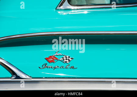 1958 Chevrolet Impala dettagli esterni. Chevy. Classic American car Foto Stock