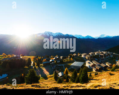 Villaggio di Riederalp, Jungfrau-Aletsch, Vallese, alpi svizzere, Svizzera Foto Stock