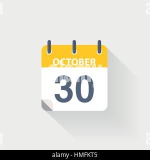 30 ottobre icona del calendario su sfondo grigio Illustrazione Vettoriale