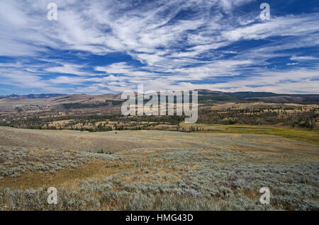 Prairie praterie in un parco nazionale di Yellowstone Valley in inizio di caduta. Foto Stock