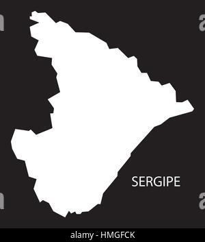 Sergipe Brasile Mappa black silhouette invertito Illustrazione Vettoriale