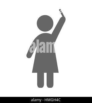 Donna incinta con test di gravidanza con due linee pittogramma flat Illustrazione Vettoriale