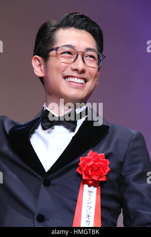 Tokyo, Giappone. 2° febbraio 2017. Attore giapponese Dean Fujioka assiste la quarantunesima Elan d'o la Cerimonia di premiazione si terrà a Tokyo, Giappone. Credito: AFLO/Alamy Live News Foto Stock