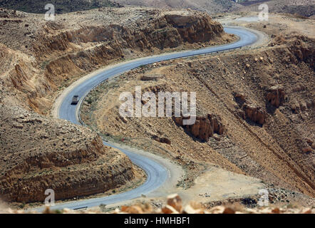 Kaiserstrasse, old royal road, paesaggio sul vecchio King's Road, Wadi Mujib, Wadi Mugib, Wadi Mujib, Arnontal, Giordania Foto Stock