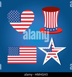 Stati Uniti d'America set emblemi illustrazione vettoriale design Illustrazione Vettoriale