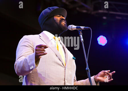 GREGORY PORTER canta su Jimmy Lyons stadio durante la 59a MONTEREY JAZZ FESTIVAL - California Foto Stock