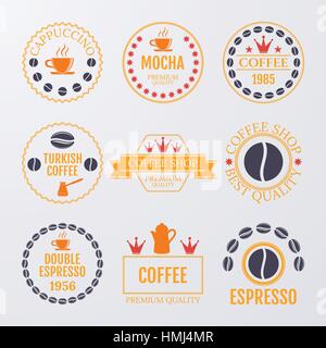 Illustrazione Vettoriale set di loghi sul tema del caffè. Illustrazione Vettoriale