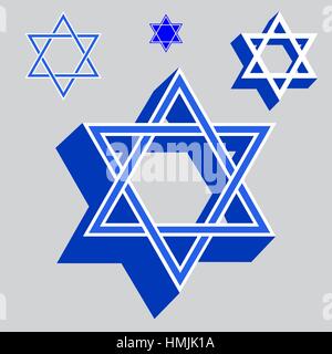 Stella di Davide, ebraica simboli religiosi. Illustrazione Vettoriale set di simboli. Illustrazione Vettoriale
