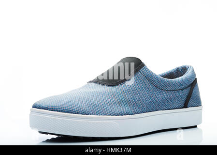 Pelle blu con il bianco e nero casual sneaker uomini scarpa Foto Stock