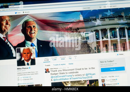 L'account di Twitter di Mike Pence, il Vice Presidente degli Stati Uniti d'America. Foto Stock