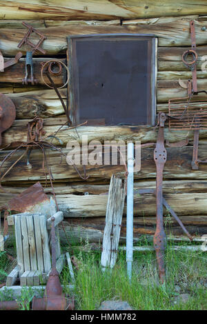 L'edificio di stoccaggio/Tack finestra in camera, Riddle Fratelli Ranch Distretto Storico Nazionale, Donner und Blitzen selvatica e Scenic River, Steens coopera in montagna Foto Stock