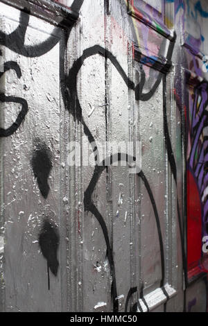 Argento Graffiti Stokes Croft, Bristol 2017 Foto Stock