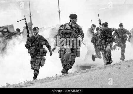 DEN Helder, Paesi Bassi - 23 giugno: Olandese Marinesdisembark una landing craft durante un assalto anfibio demo durante la marina olandese giorni il 23 giugno Foto Stock