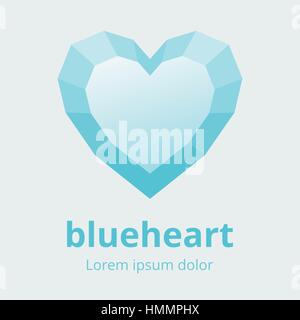 Cuore sfaccettato simbolo. Multiforme poligonale icona cuore. Cuore blu con facce elemento di design. Illustrazione vettoriale in formato EPS8. Illustrazione Vettoriale