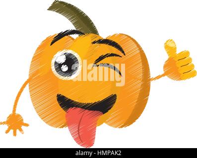 Le espressioni di zucca silly face Illustrazione Vettoriale