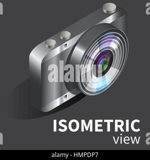 Vettore realistico fotocamera digitale isometrico Illustrazione Vettoriale