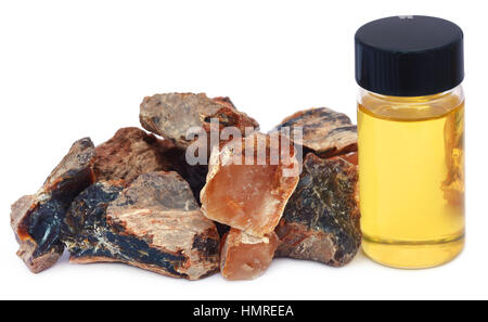 Incenso dhoop con olio essenziale in una bottiglia Foto Stock