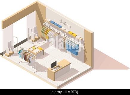 Vettore bassa isometrica poli abbigliamento icona store Illustrazione Vettoriale