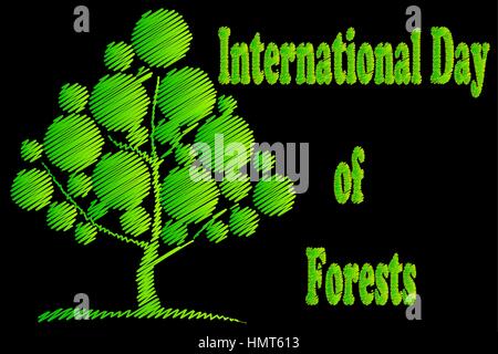 Giornata internazionale delle foreste, sfondo naturale Illustrazione Vettoriale
