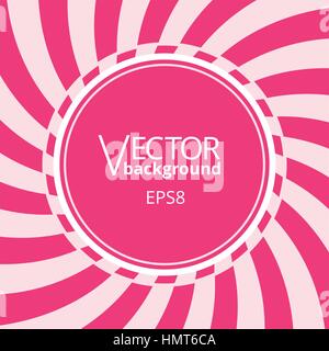 Vorticoso vortice radiale dello sfondo. Strisce rosa turbinano intorno il round badge vuota nel centro della piazza. Illustrazione vettoriale in formato EPS8 formato. Illustrazione Vettoriale