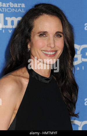 Santa Barbara, CA, Stati Uniti d'America. 31 gennaio, 2015. 31 Gennaio 2015 - Santa Barbara, California - Andie MacDowell. Trentesimo annuale di Santa Barbara International Film Festival - Modern Master Award tenutosi presso il Teatro di Arlington. Photo credit: Byron Purvis/AdMedia Credito: Byron Purvis/AdMedia/ZUMA filo/Alamy Live News Foto Stock