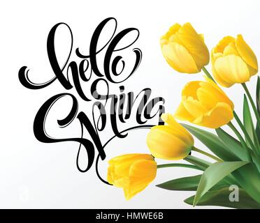 Ciao molla scritte a mano con tulip flower. Illustrazione Vettoriale Illustrazione Vettoriale