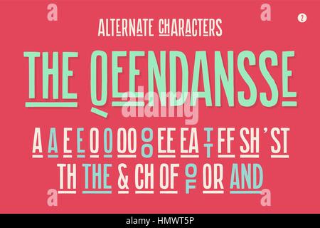 Disegnate a mano alfabeto condensato e font. Parte uno Illustrazione Vettoriale