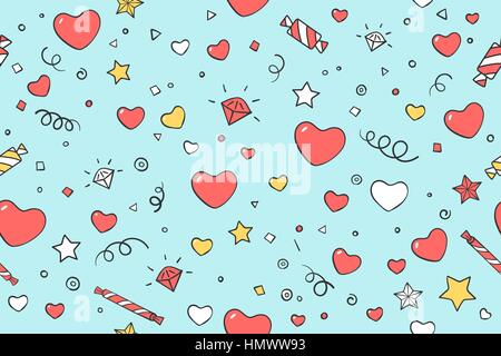 Seamless pattern con cuori per il giorno di San Valentino Illustrazione Vettoriale