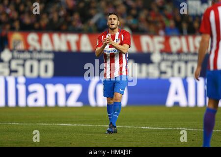 Madrid, Spagna. Il 1° febbraio 2017. Koke (Atletico) Calcio/Calcetto : Spagnolo 'Copa del Rey' match tra Atletico de Madrid 1-2 FC Barcellona a Vicente Calderón Stadium di Madrid in Spagna . Credito: Mutsu Kawamori/AFLO/Alamy Live News Foto Stock